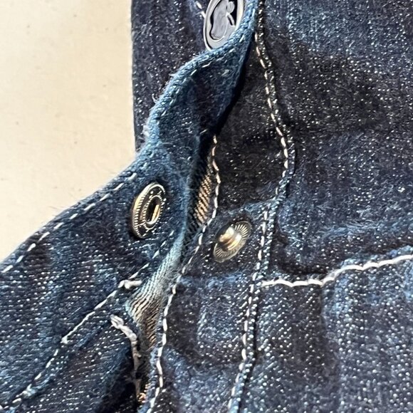 Apple Bottoms Girls Denim Jumper Dress Size 5 6 Blue Pink Graphic Pockets - Picture 6 of 10